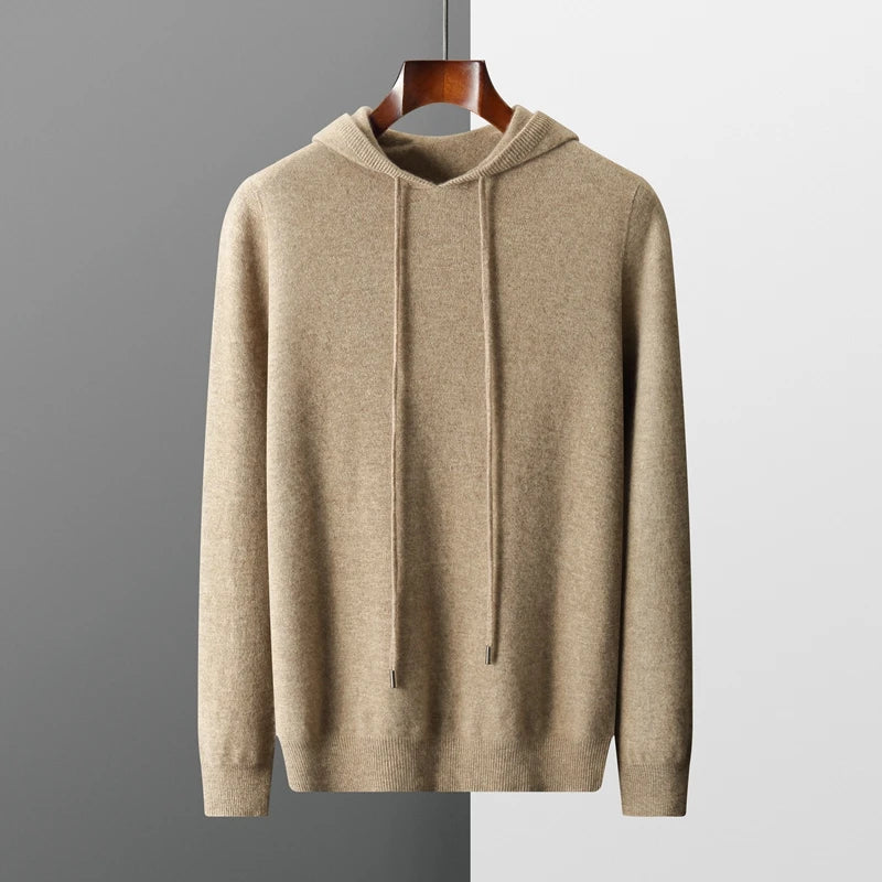 Sweat à Capuche Femme Beige Confortable en Mélange de Laine-1