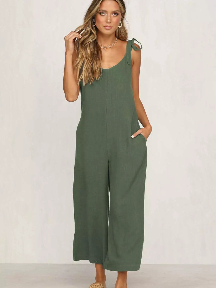 Combinaison Femme Chic Aérée Pantalon Large Tissu Léger-1