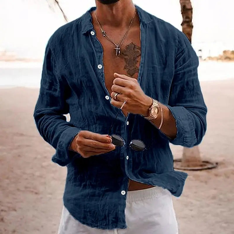 Chemise en Lin Décontractée pour Hommes - Style Élégant et Confortable 1