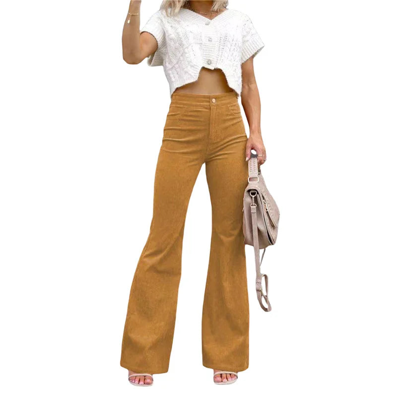 Pantalon évasé en velours côtelé pour femmes