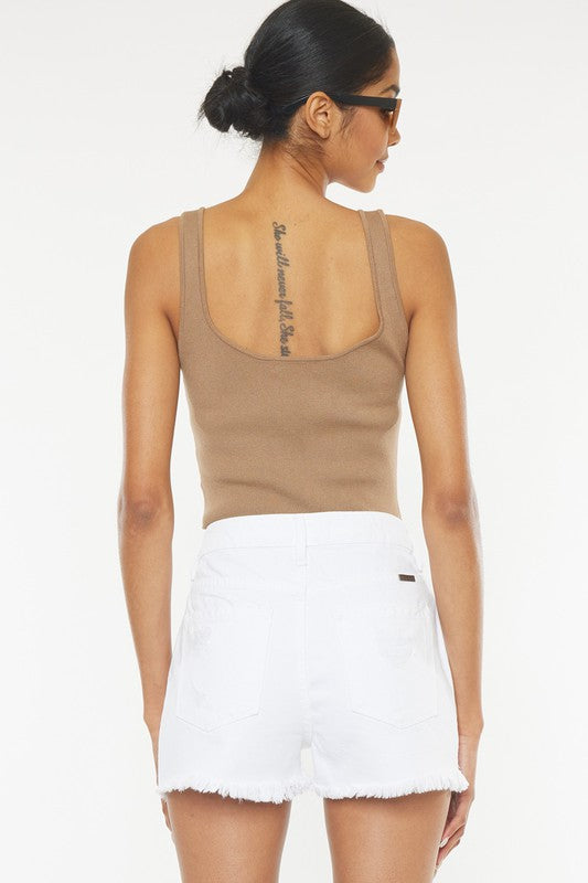 Shorts Femme Taille Haute Ourlet Effiloché 4