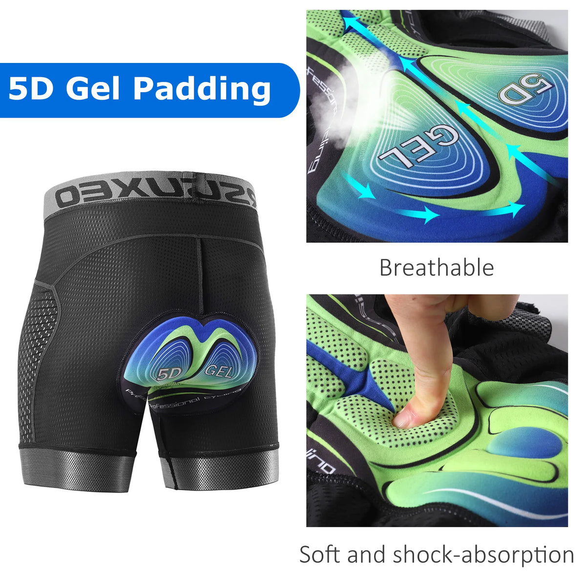 Shorts de Cyclisme pour Hommes en Nylon avec Coussin 5D 3