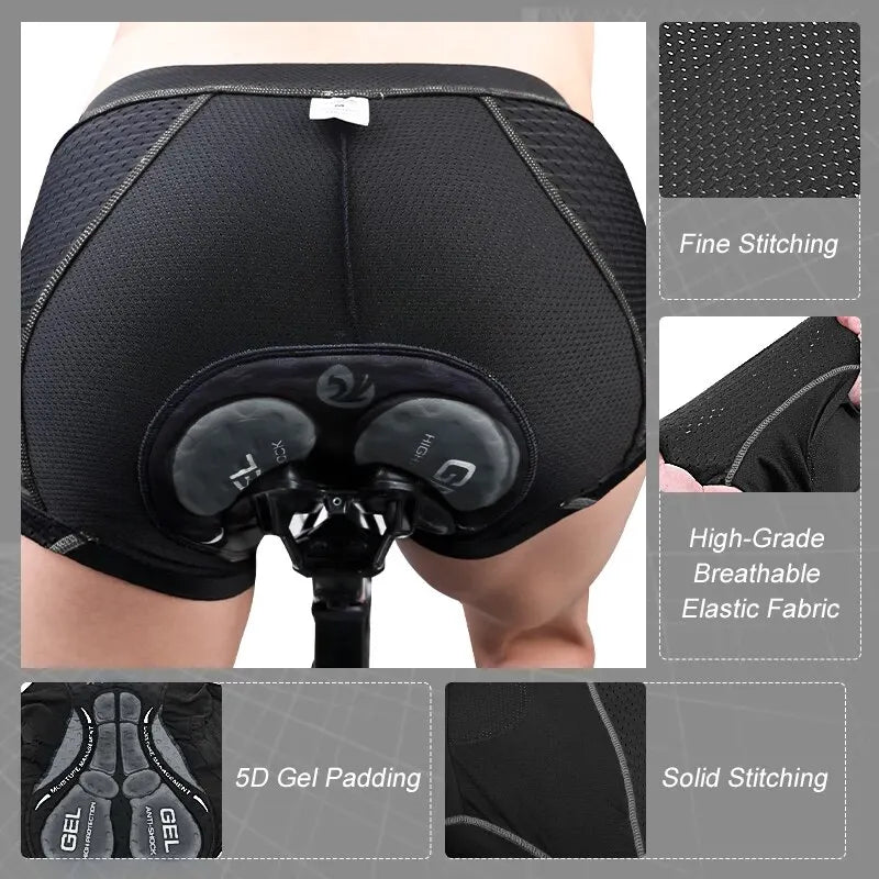 Sous-vêtements de Cyclisme pour Hommes en Gel 5D, Shorts de Vélo Confortables 2