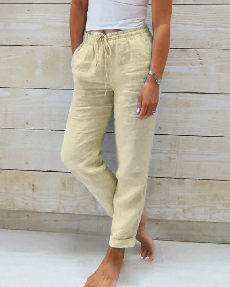 Variant image for Pantalon Fluide Femme Léger en Lin Ample-21