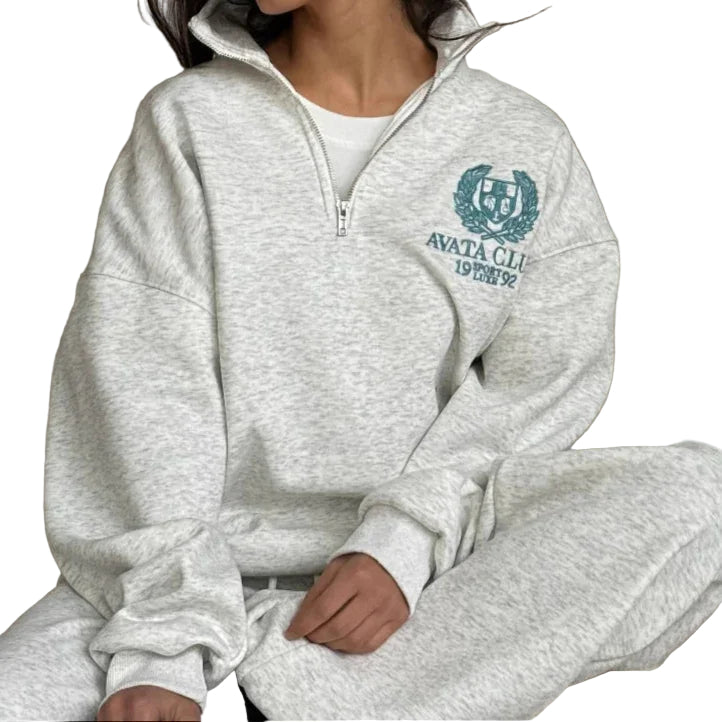 Sweat-shirt Femme Oversize à Demi-Zip 0
