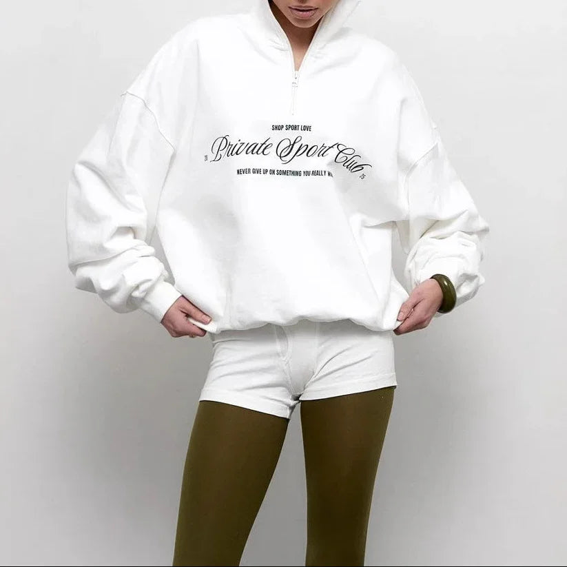 Sweat-shirt Femme Oversize à Demi-Zip 1