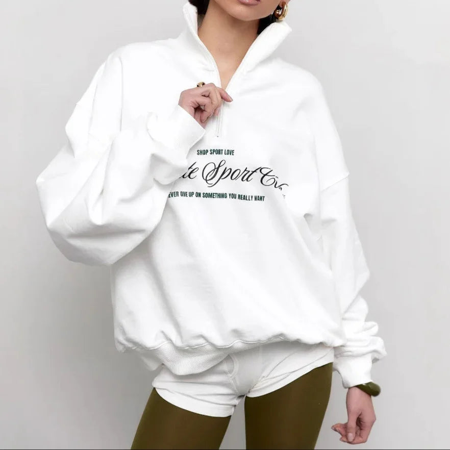 Sweat-shirt Femme Oversize à Demi-Zip 2