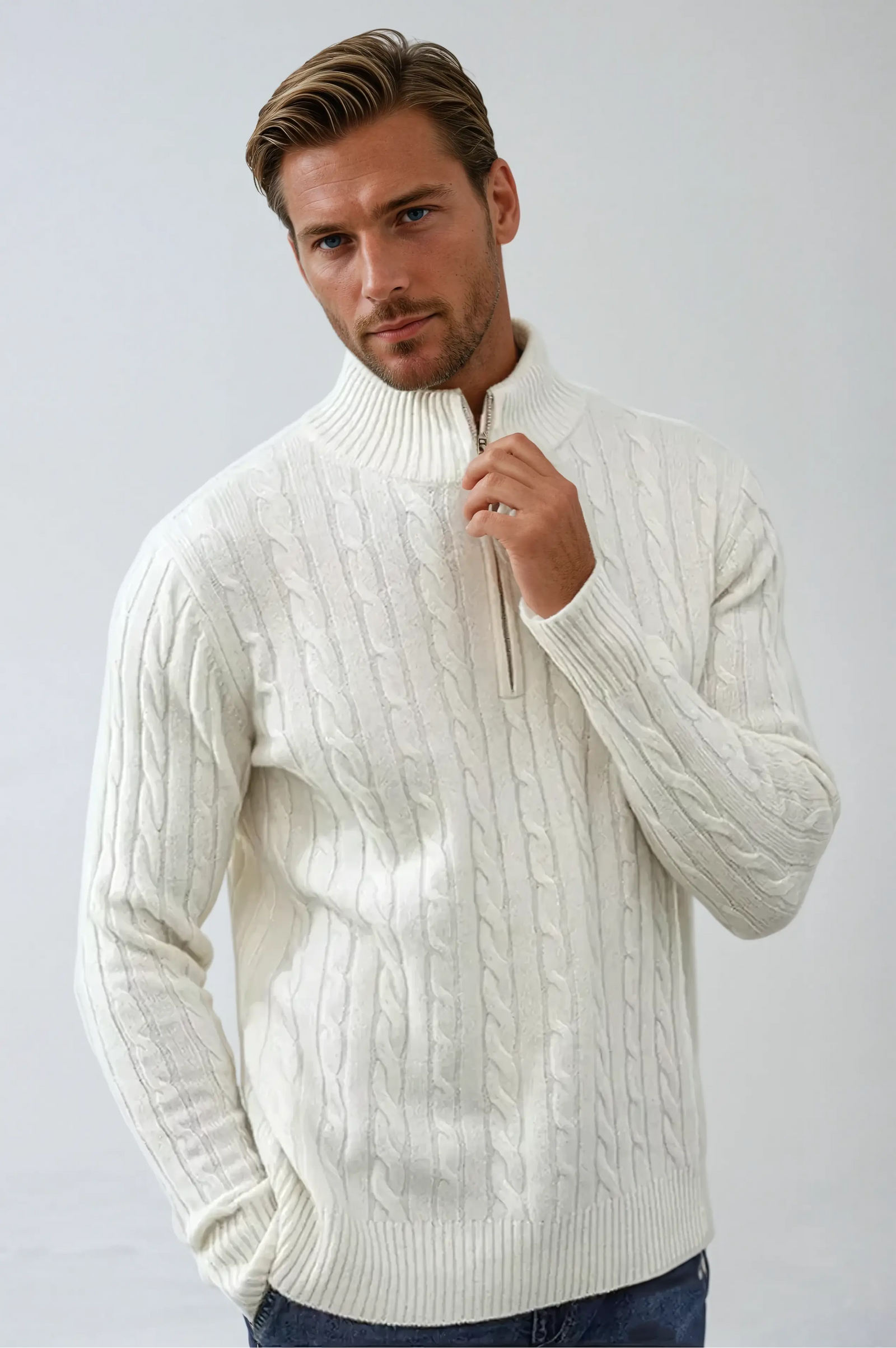 Sweat Shirt Homme Tricot Câble Décontracté 3