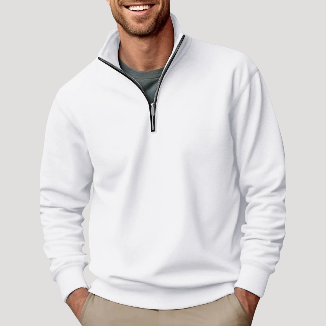 Sweat Shirt Homme Zippé Décontracté avec Col Quart 0