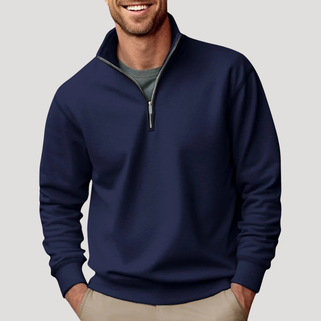 Sweat Shirt Homme Zippé Décontracté avec Col Quart 2