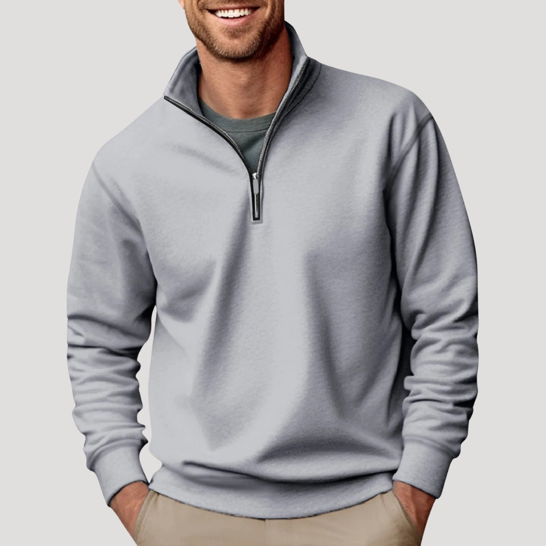 Sweat Shirt Homme Zippé Décontracté avec Col Quart 3