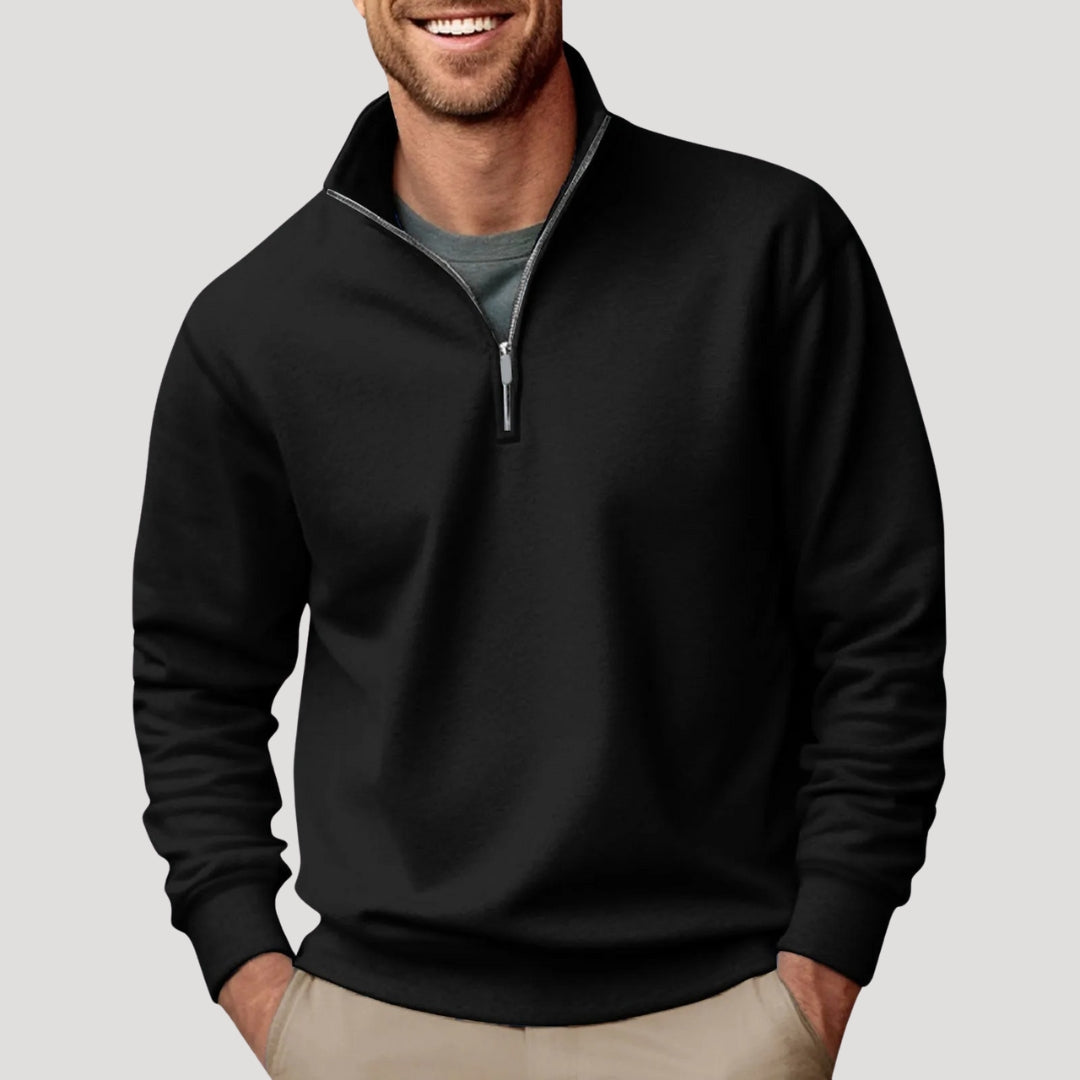 Sweat Shirt Homme Zippé Décontracté avec Col Quart 4