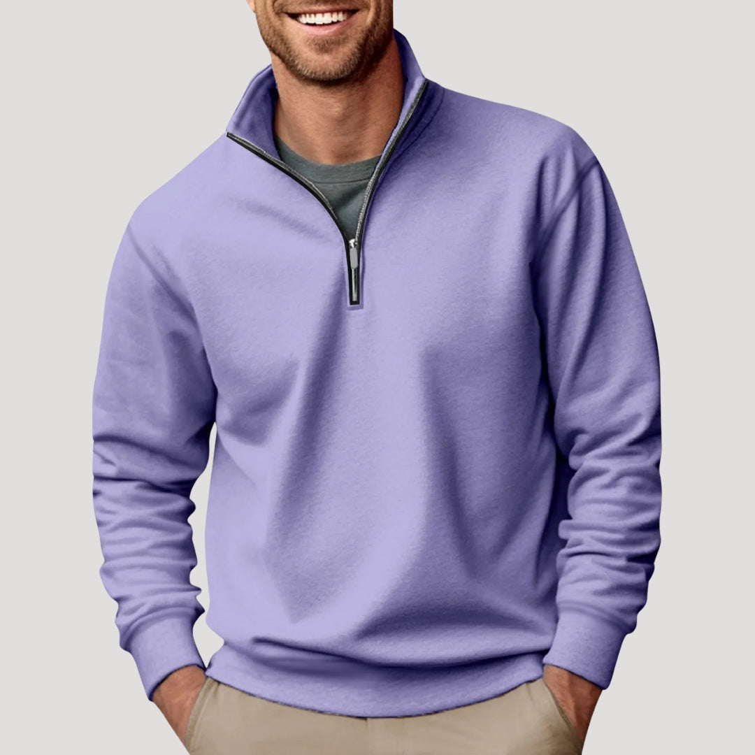 Sweat Shirt Homme Zippé Décontracté avec Col Quart 5