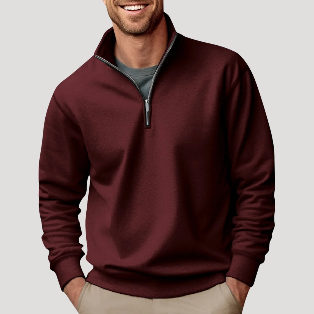 Sweat Shirt Homme Zippé Décontracté avec Col Quart 6