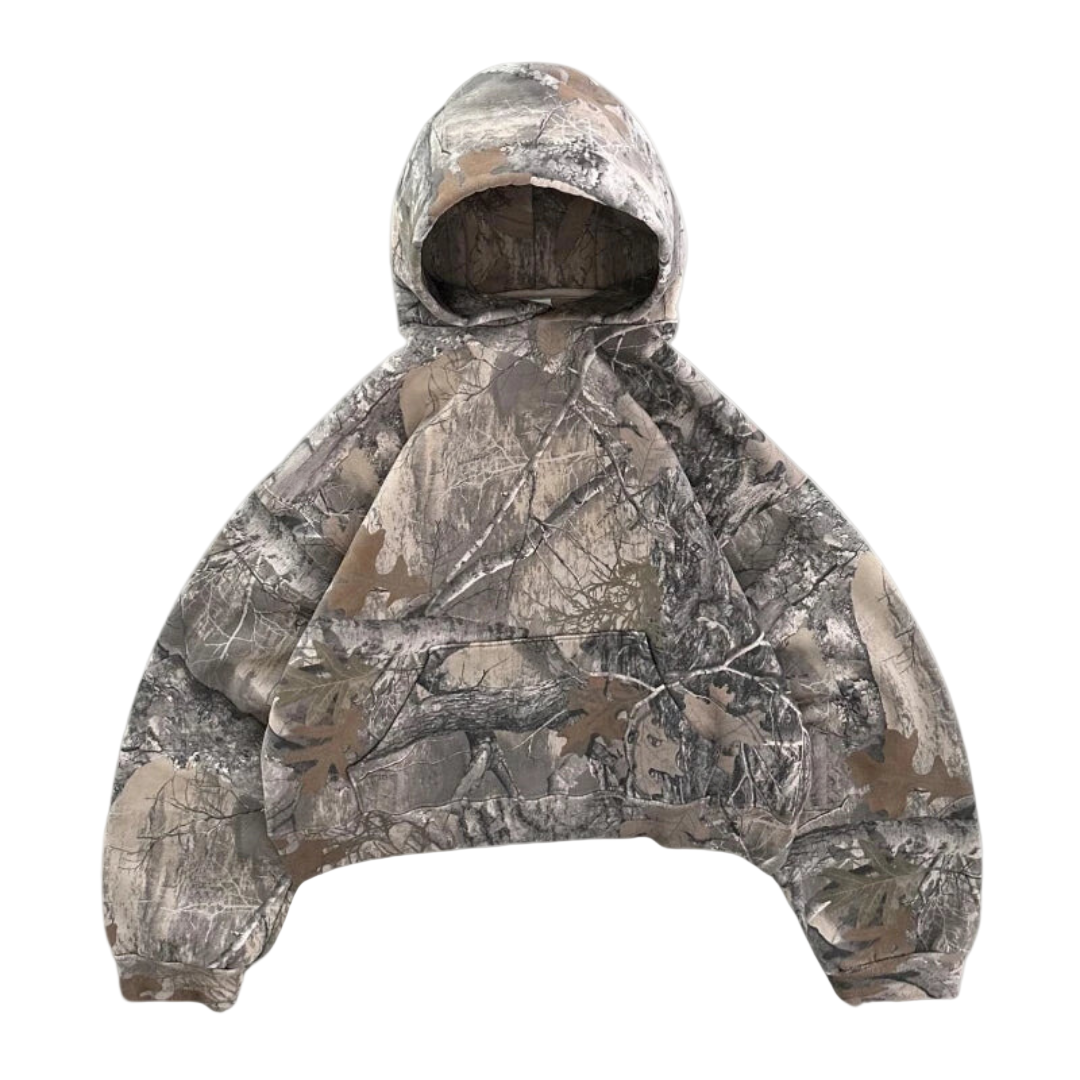 Sweat à Capuche Détendu Camouflage 0