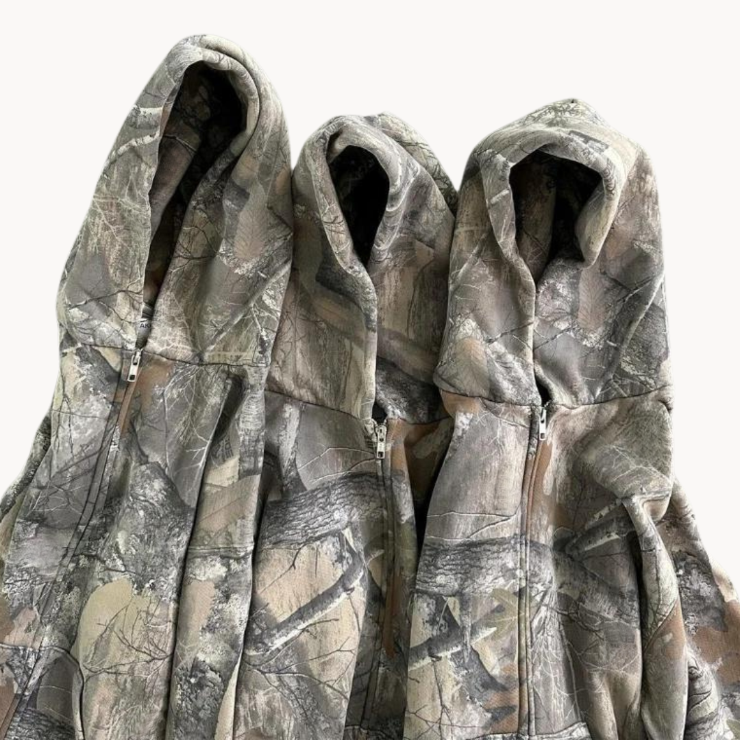 Sweat à Capuche Détendu Camouflage 2