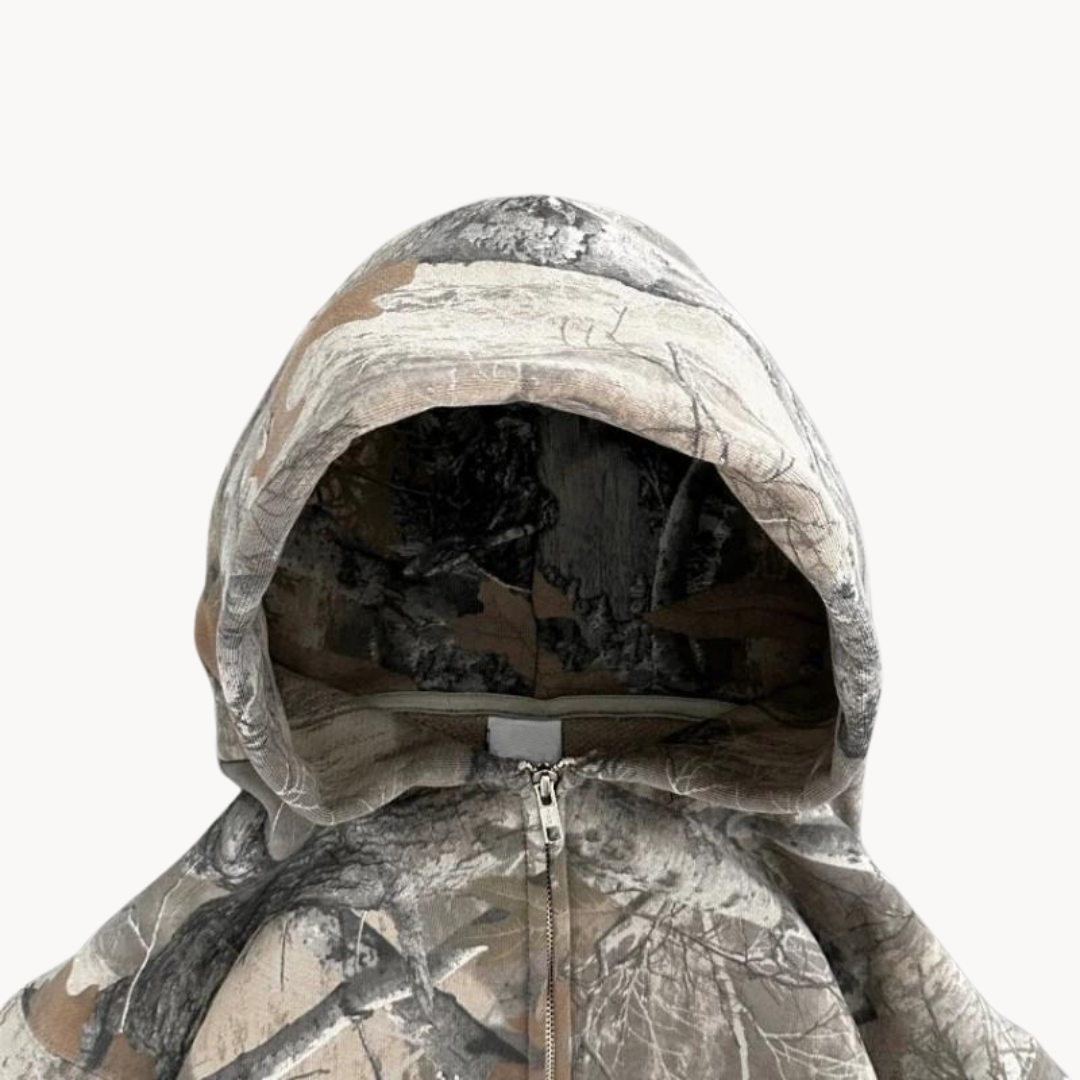 Sweat à Capuche Détendu Camouflage 3
