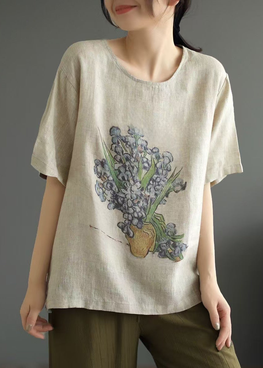 T-shirt Femme Décontracté Imprimé Col Rond Été 0