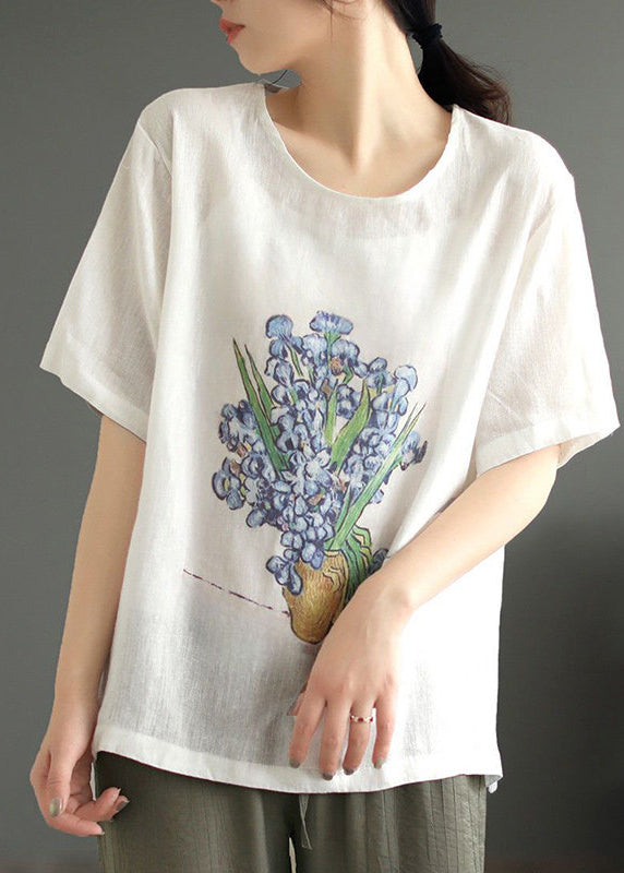 T-shirt Femme Décontracté Imprimé Col Rond Été 2