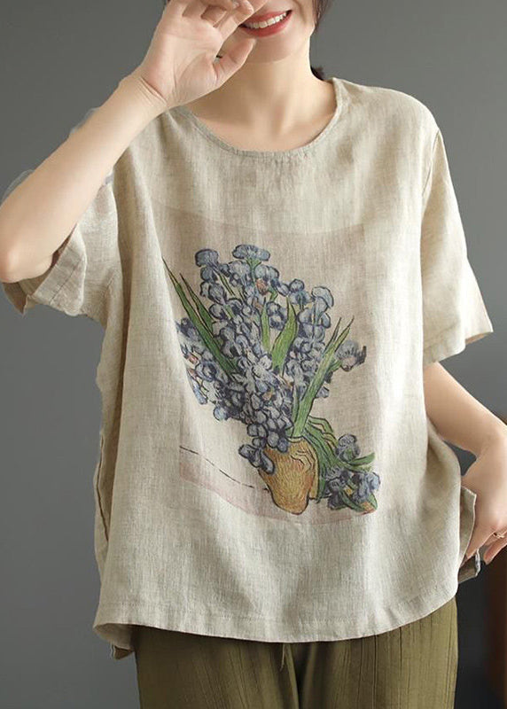 T-shirt Femme Décontracté Imprimé Col Rond Été 3