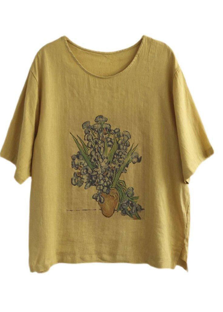 T-shirt Femme Décontracté Imprimé Col Rond Été 4