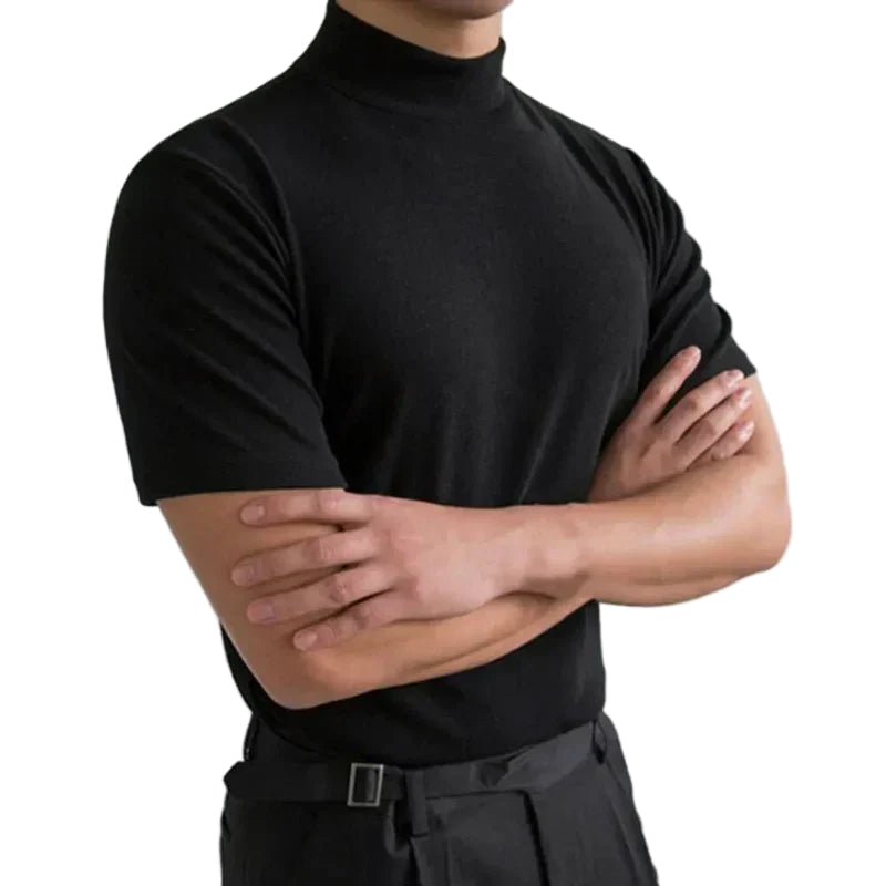 T-shirt décontracté à col montant pour homme, idéal au quotidien 0