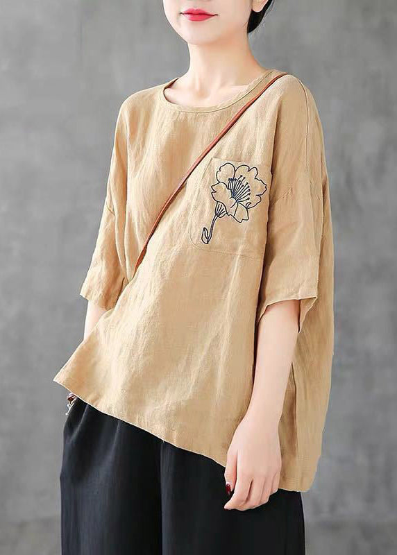 T Shirt Homme Oversize Brodé Col Rond Estival 3