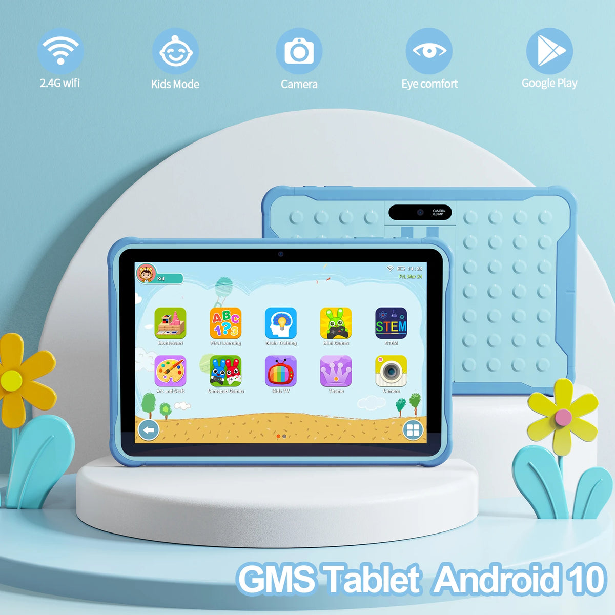 Tablette Enfant 10 Pouces Android 13 avec Processeur Quad-Core et 64 Go de Stockage 5