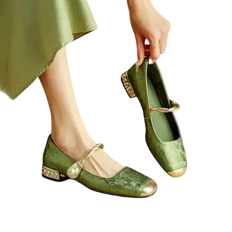 Talons Blocs à Bride Perlée pour Femmes 0