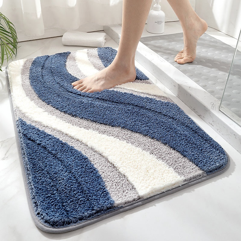 Tapis de bain contemporain en peluche avec motif ondulé 0