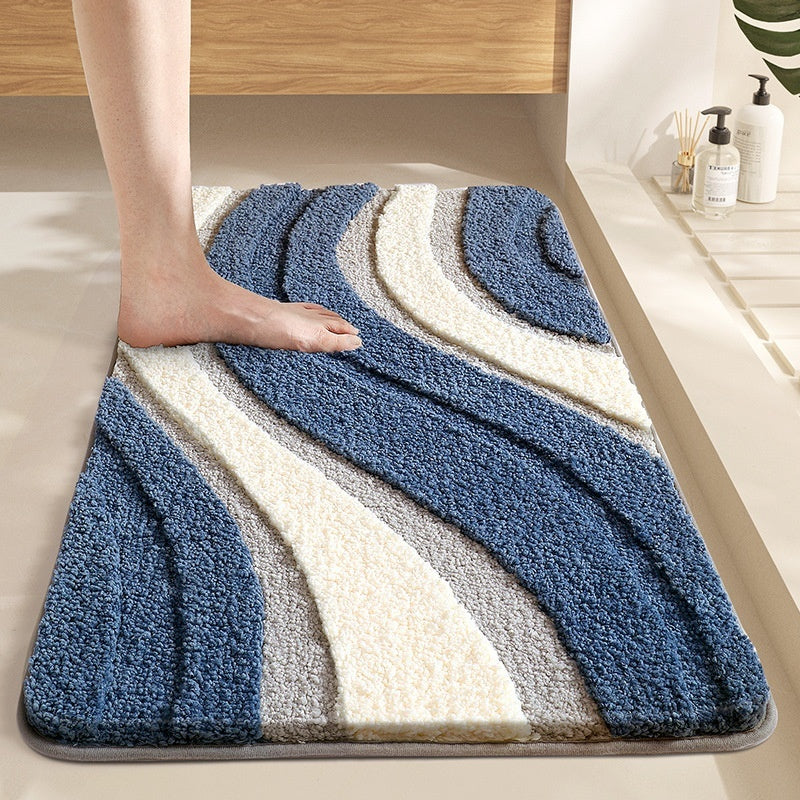 Tapis de bain contemporain en peluche avec motif ondulé 1