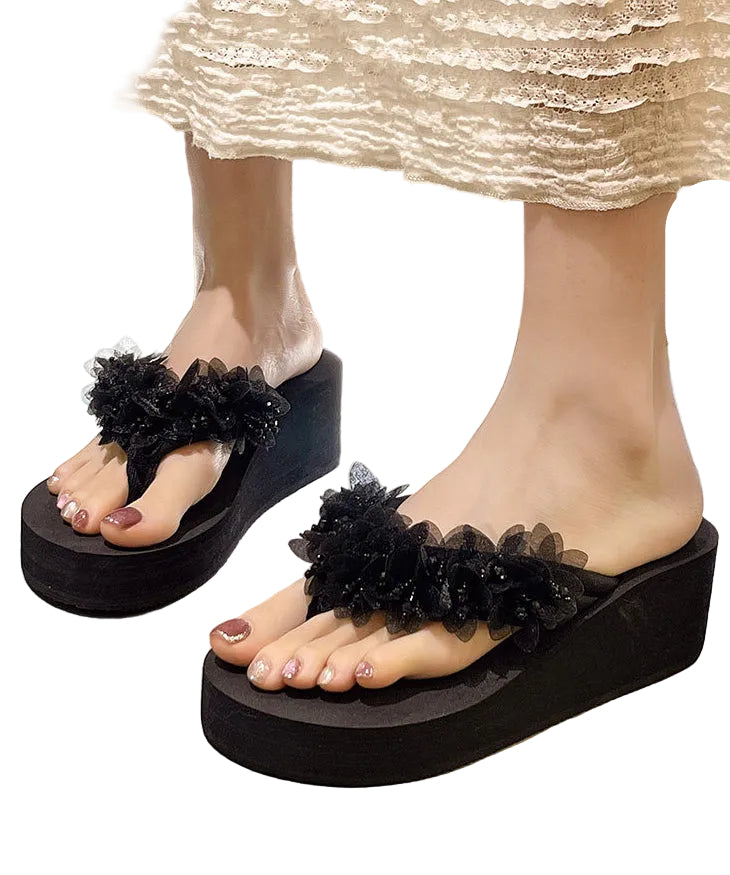 Tongs Femme à Plateforme Boho Design Floral 1