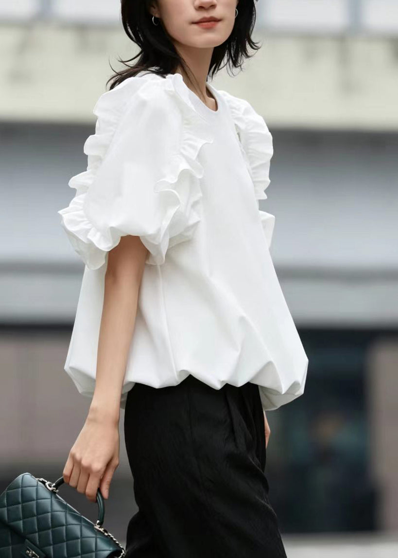 Top Blanc Femme à Volants Style Estival 1