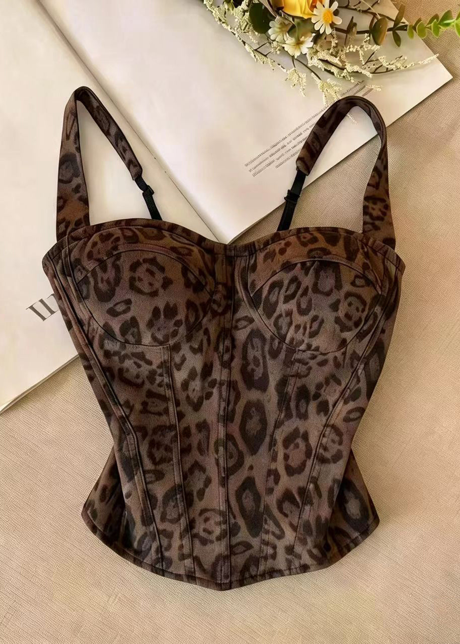 Top Bustier Femme Style Léopard à Coupe Ample 0