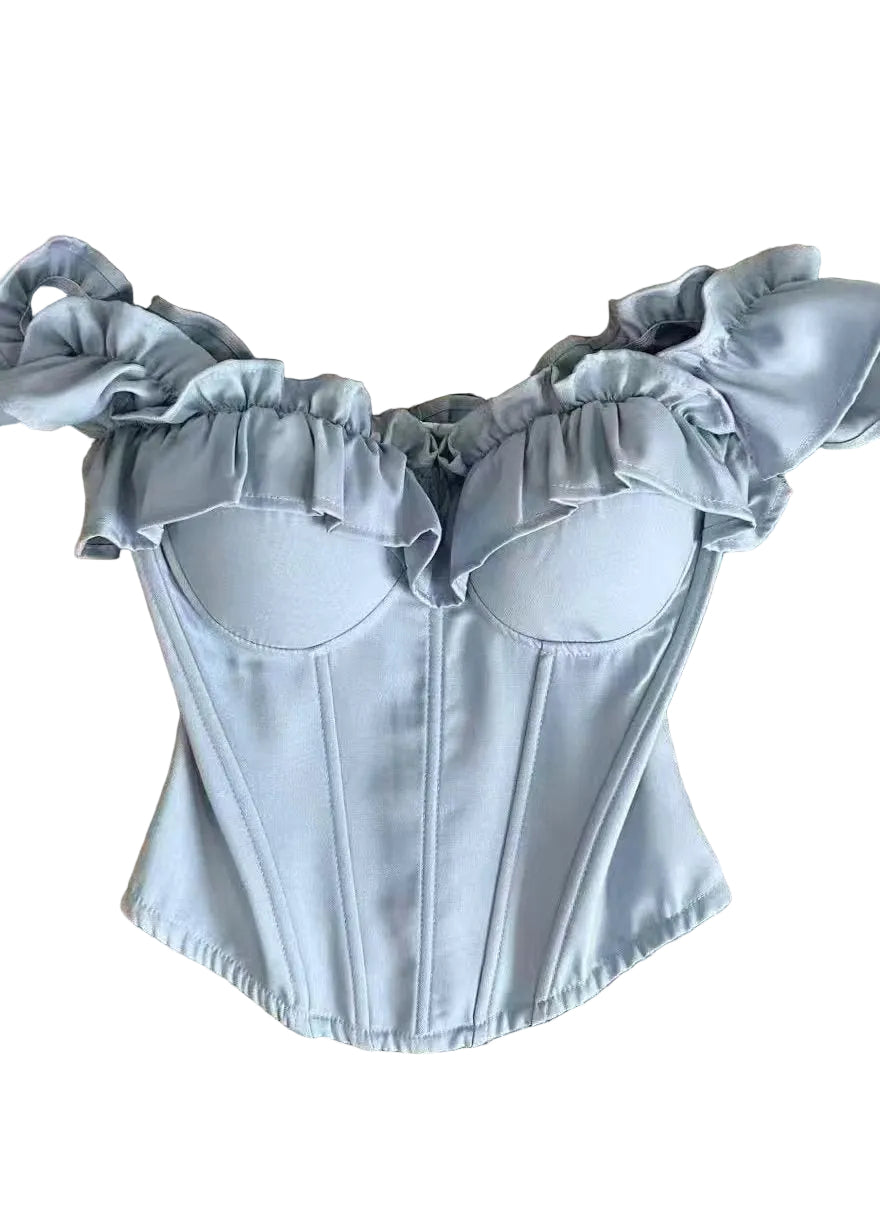 Top Bustier Femme à Volants Style Estival 0