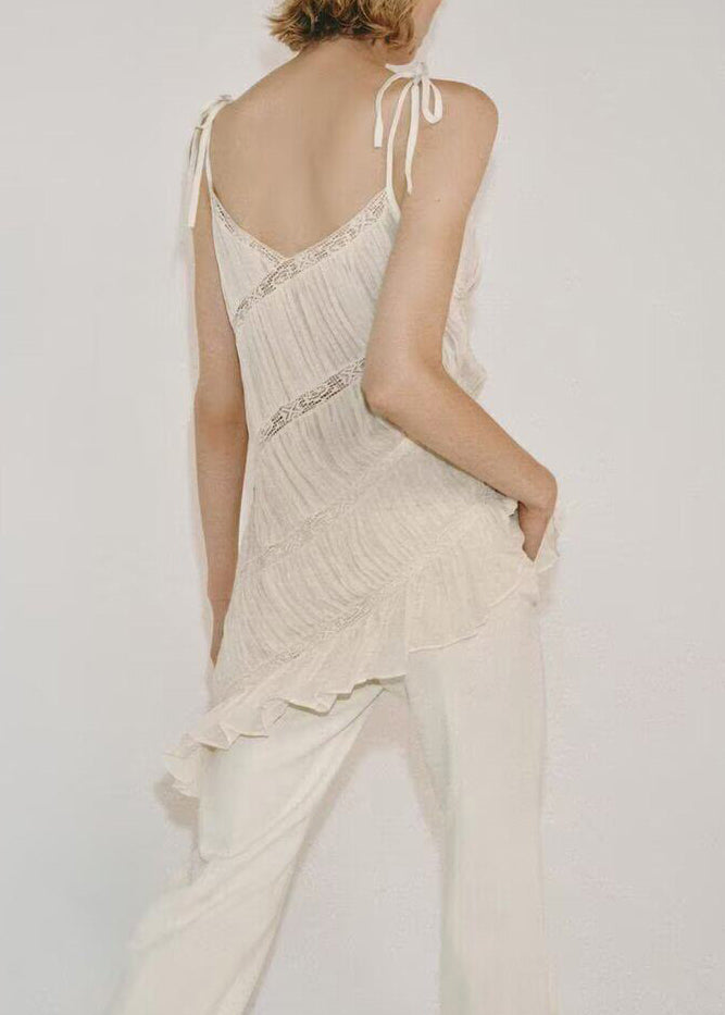 Top Femme Asymétrique Sans Manches Patchwork Moderne 3