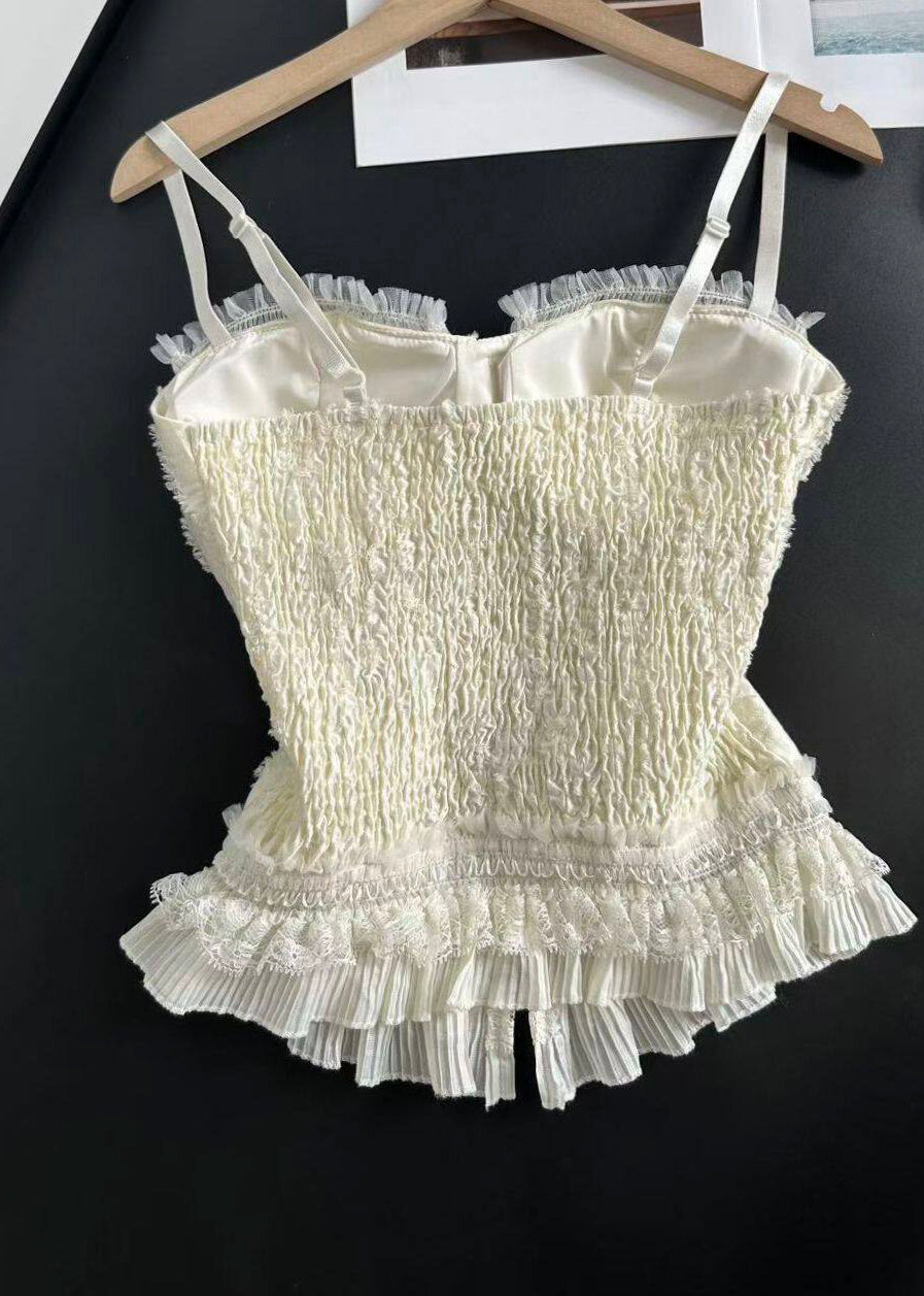 Top Femme Bretelles Spaghetti Patchwork Dentelle Estival 1