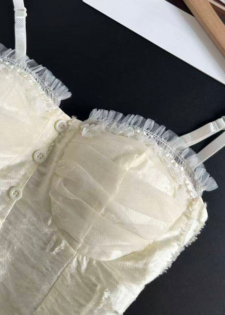 Top Femme Bretelles Spaghetti Patchwork Dentelle Estival 4