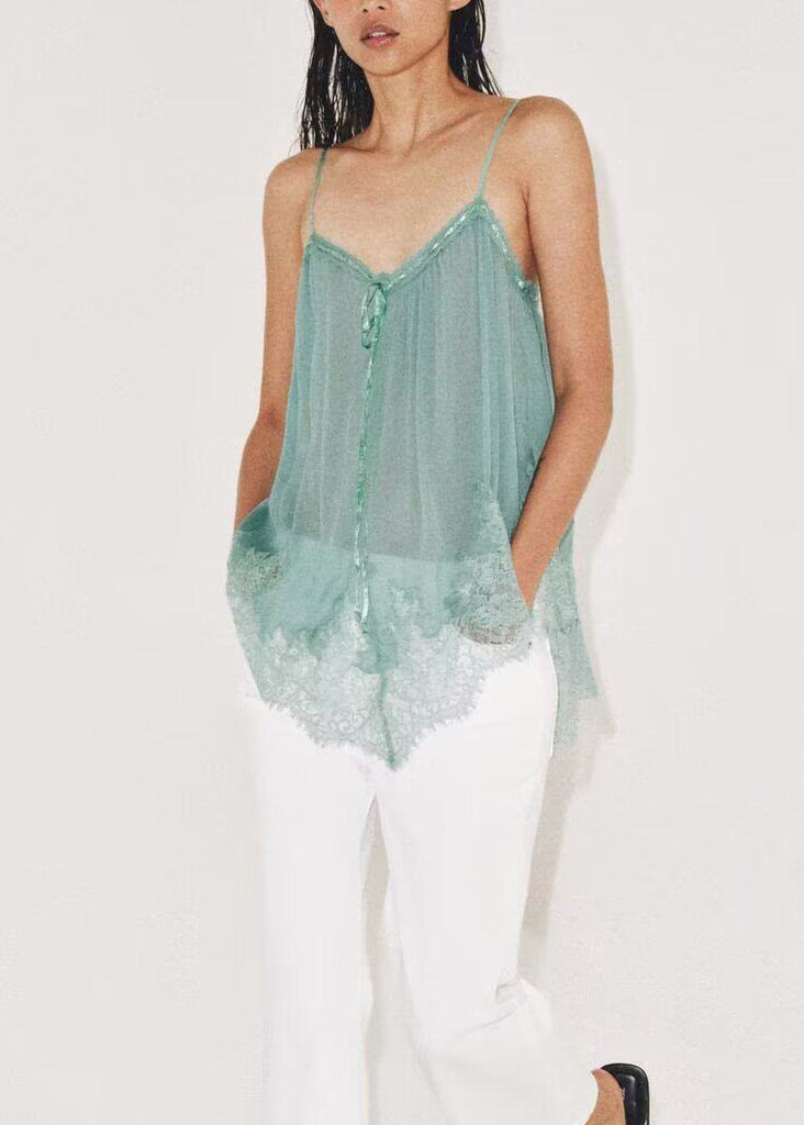 Top Femme Bretelles Spaghetti Patchwork Sans Manches 2