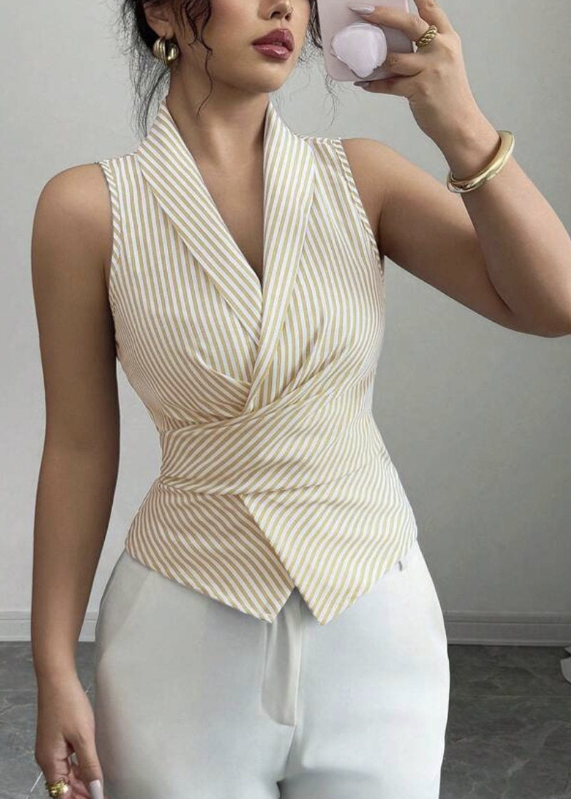 Top Femme Col Claudine Rayé Style Estival 1