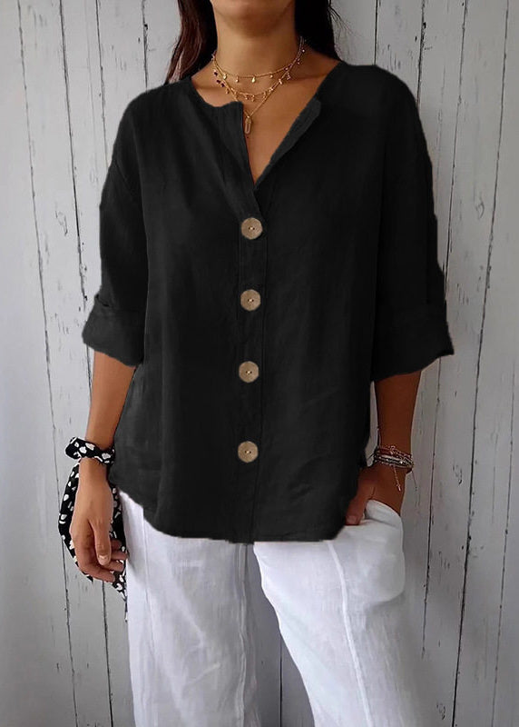 Top Femme Col V Imprimé Patchwork Style Bohème 3