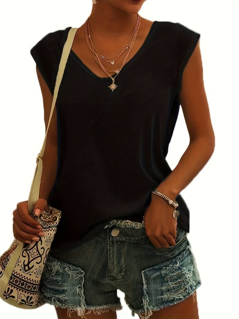 Top Femme Col V Sans Manches Ample 1