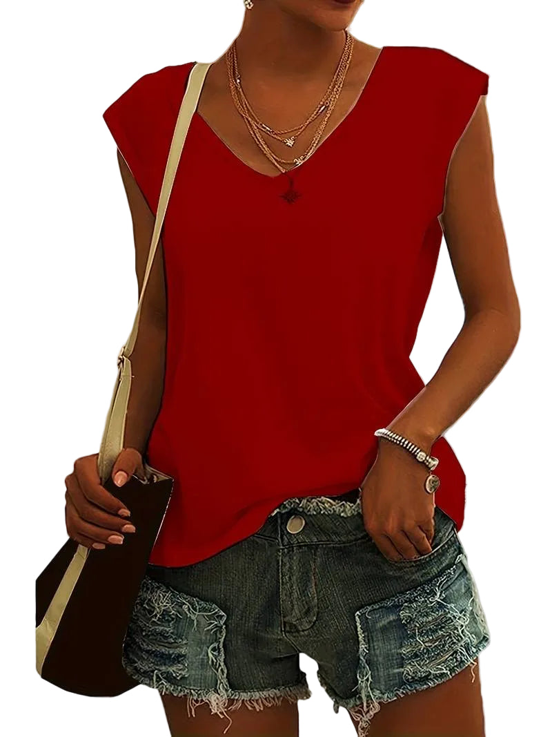Top Femme Col V Sans Manches Ample 3
