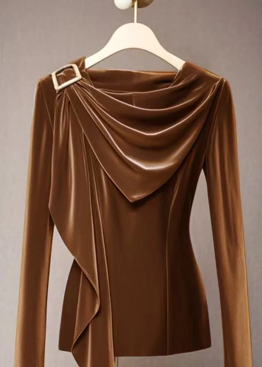 Top Femme Drapé Col Bénitier Automnal 1