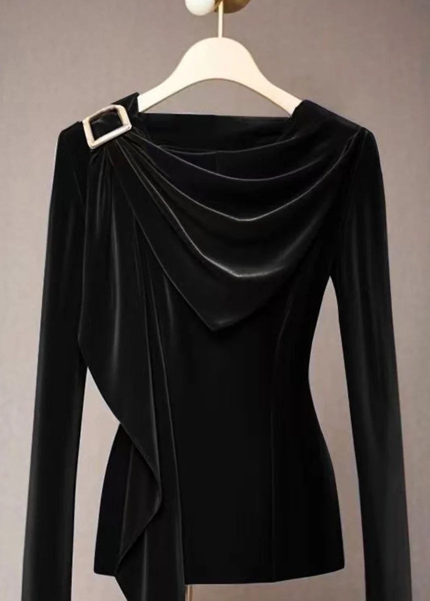 Top Femme Drapé Col Bénitier Automnal 3