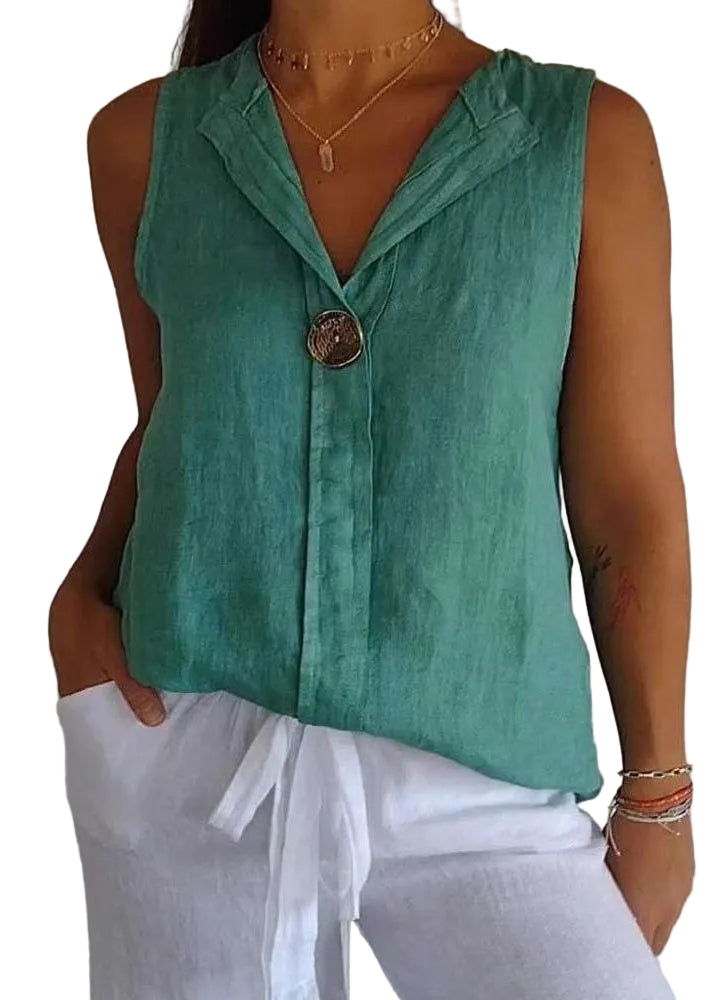 Top Femme Été Col V Patchwork Fluide 0