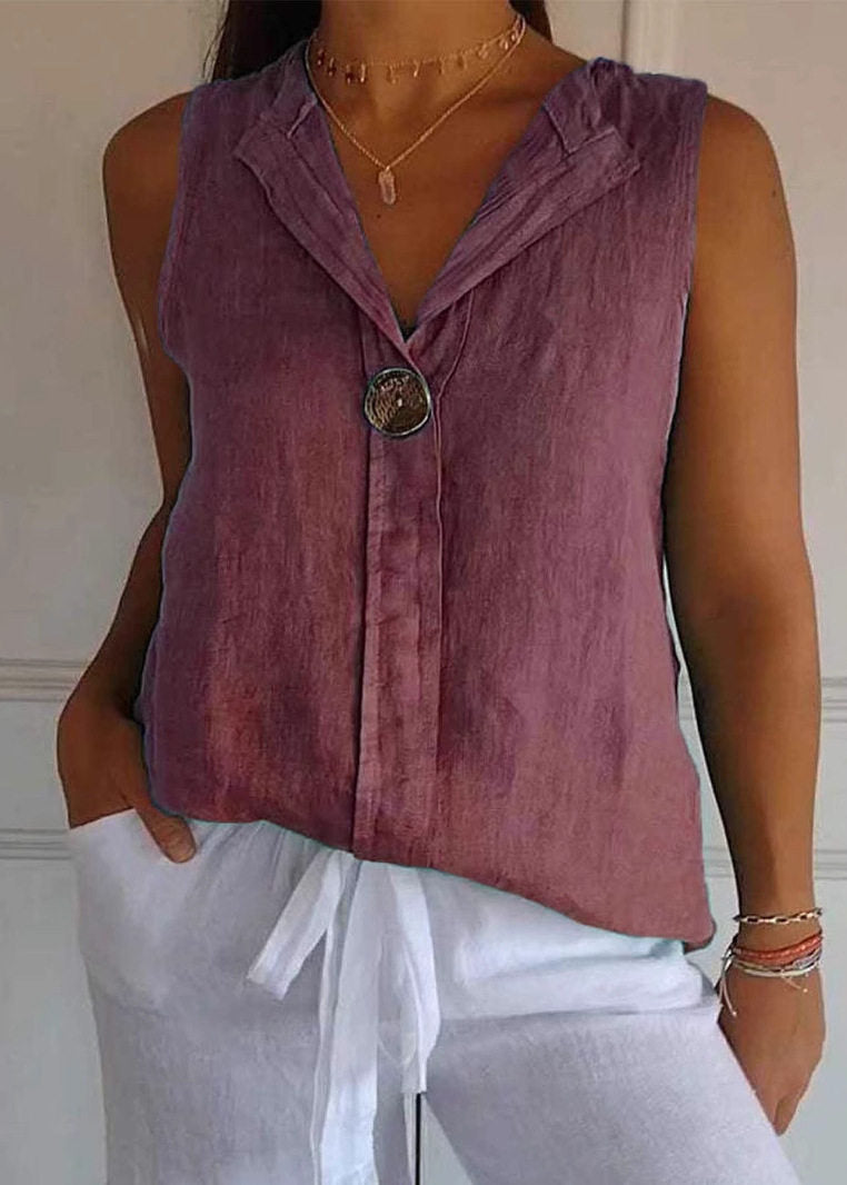Top Femme Été Col V Patchwork Fluide 1
