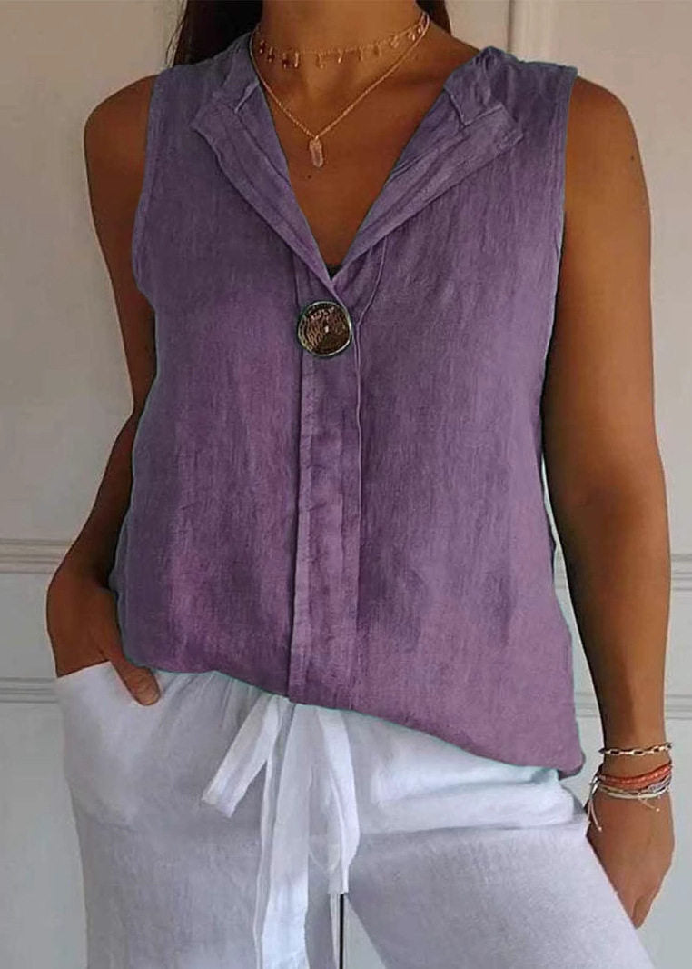 Top Femme Été Col V Patchwork Fluide 2