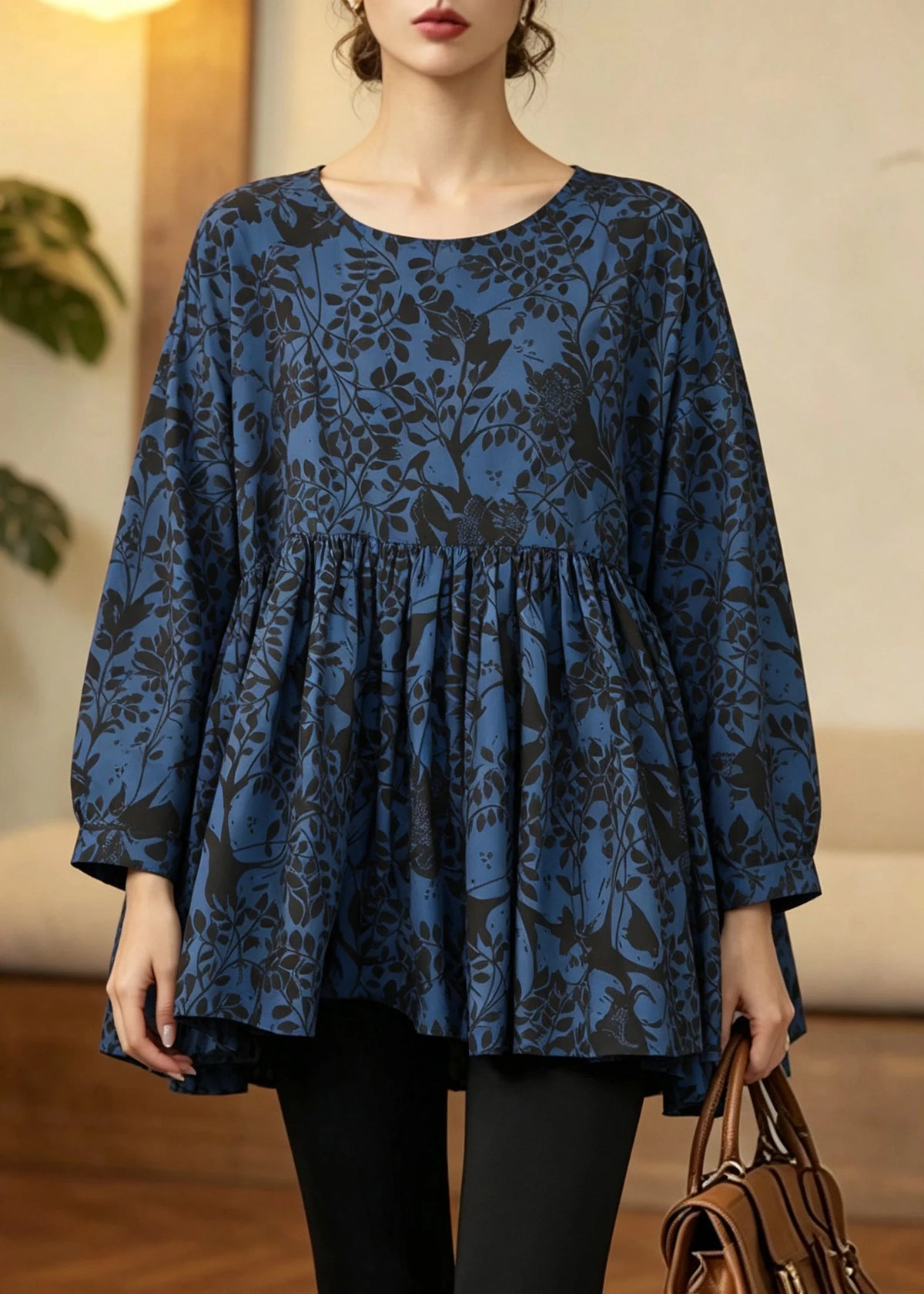 Top Femme Patchwork à Imprimé Froissé Automnal 2