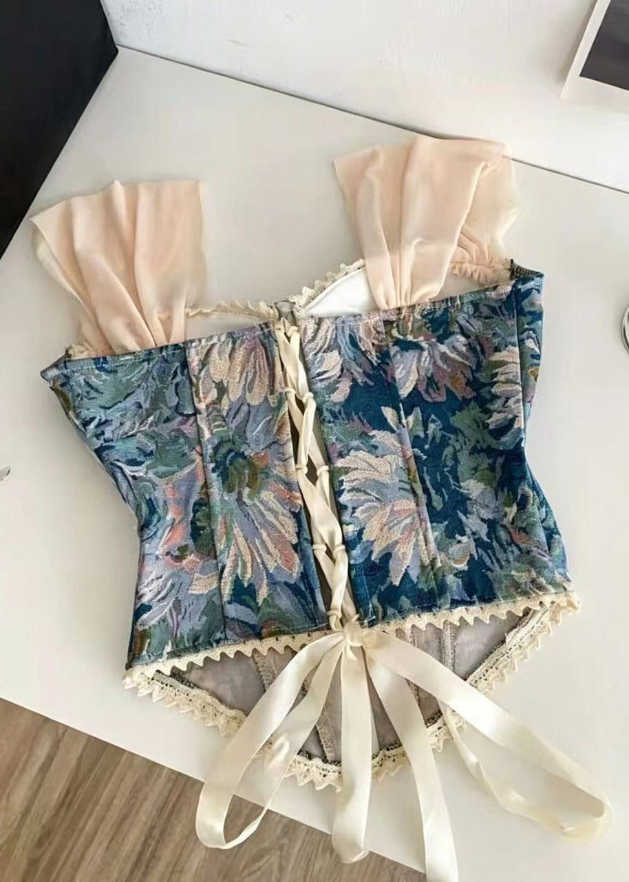 Top Femme Patchwork à Lacets Style Jacquard Estival 1